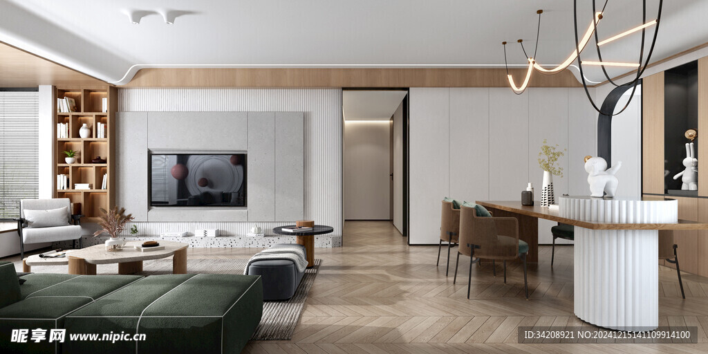 电视机满墙柜客厅装饰现代简约风