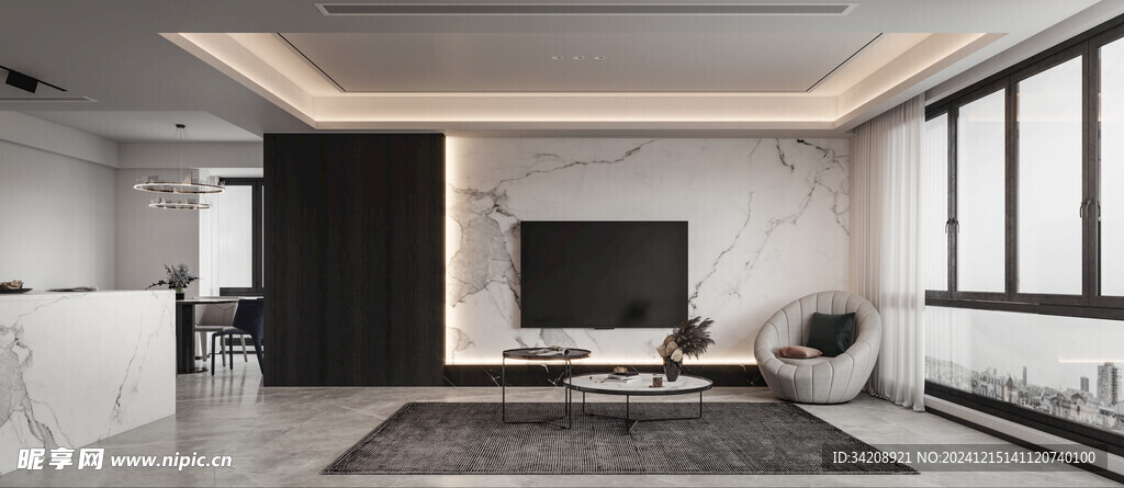 电视机满墙柜客厅装饰现代简约风