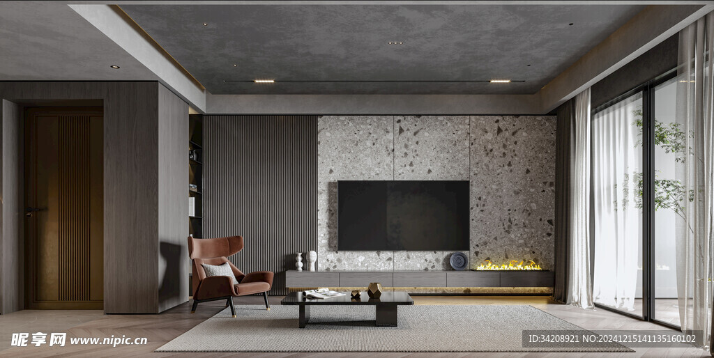 电视机满墙柜客厅装饰现代简约风