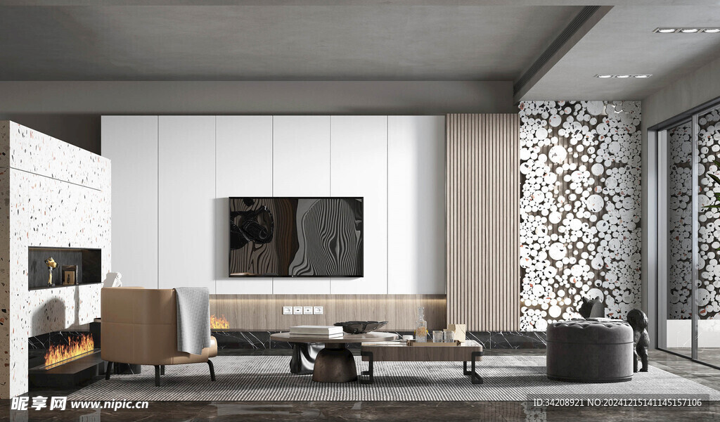 电视机满墙柜客厅装饰现代简约风