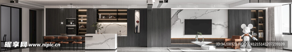 电视机满墙柜客厅装饰现代简约风