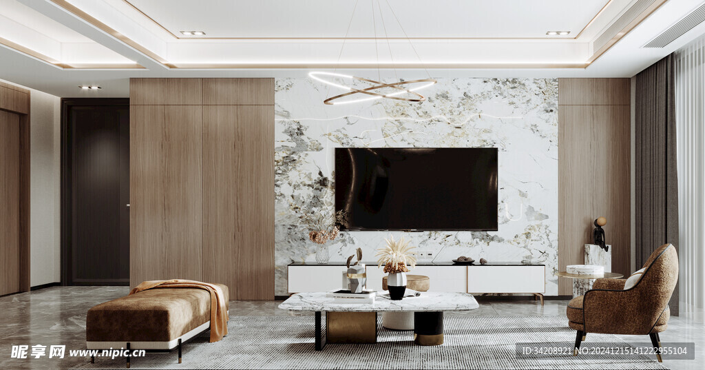 电视机满墙柜客厅装饰现代简约风