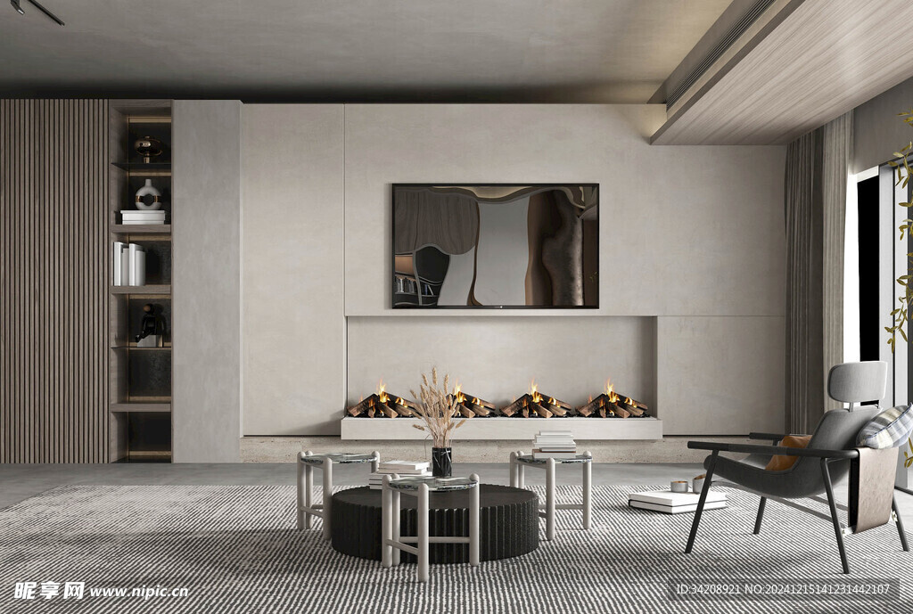 电视机满墙柜客厅装饰现代简约风