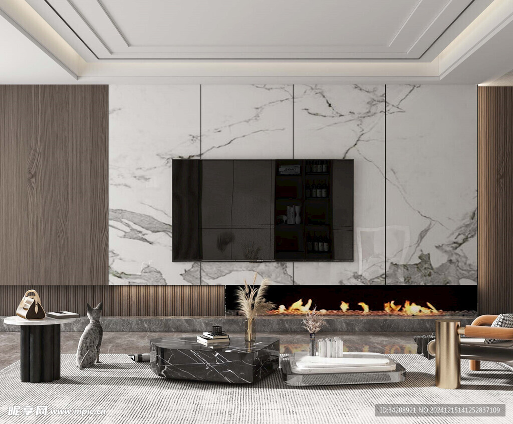 电视机满墙柜客厅装饰现代简约风