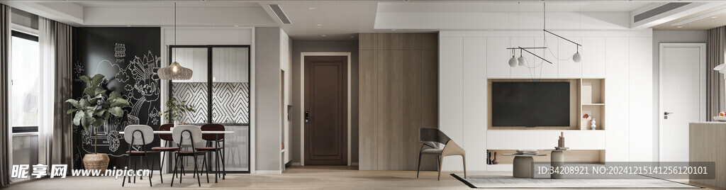 电视机满墙柜客厅装饰现代简约风