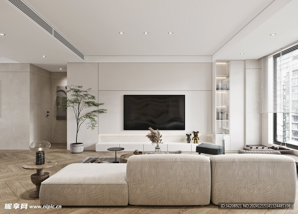 电视机满墙柜客厅装饰现代简约风