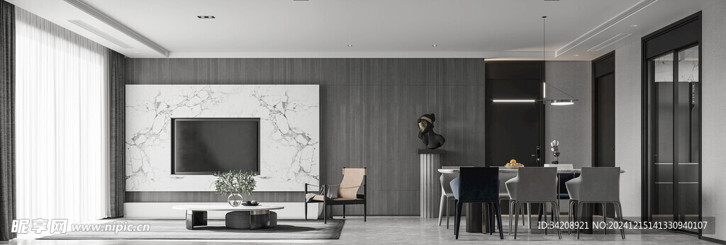 电视机满墙柜客厅装饰现代简约风