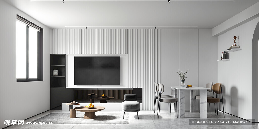 电视机满墙柜客厅装饰现代简约风