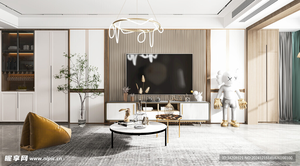 电视机满墙柜客厅装饰现代简约风