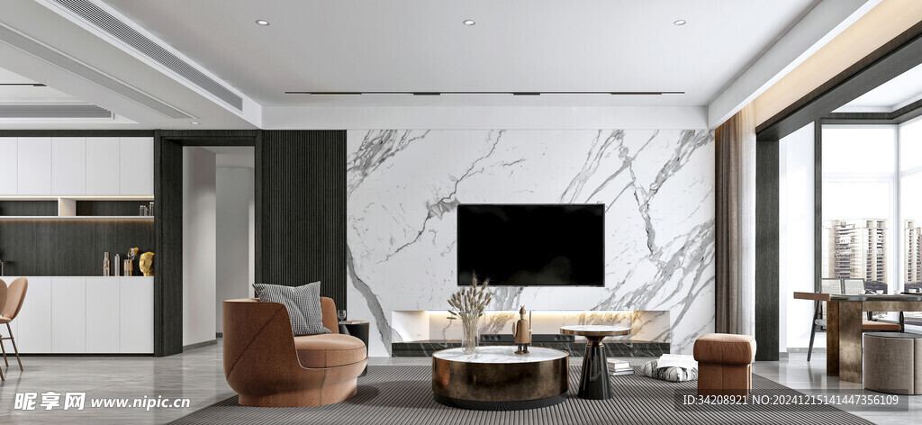 电视机满墙柜客厅装饰现代简约风