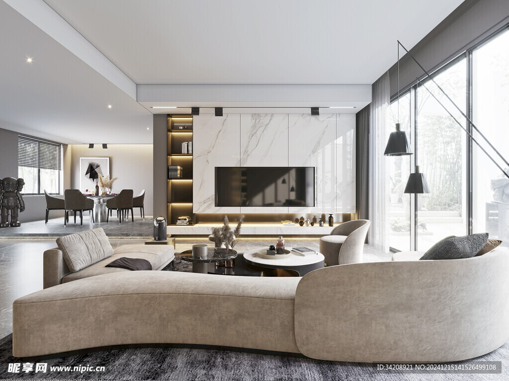 电视机满墙柜客厅装饰现代简约风