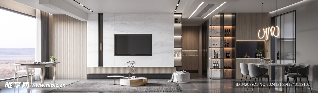 电视机满墙柜客厅装饰现代简约风