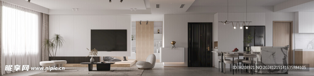 电视机满墙柜客厅装饰现代简约风