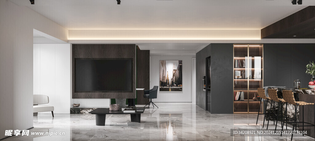 电视机满墙柜客厅装饰现代简约风