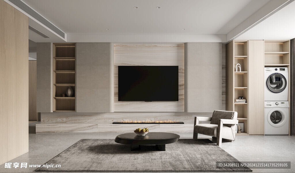 电视机满墙柜客厅装饰现代简约风