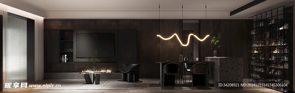 电视机满墙柜客厅装饰现代简约风