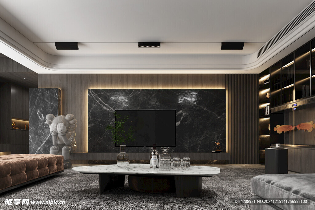 电视机满墙柜客厅装饰现代简约风