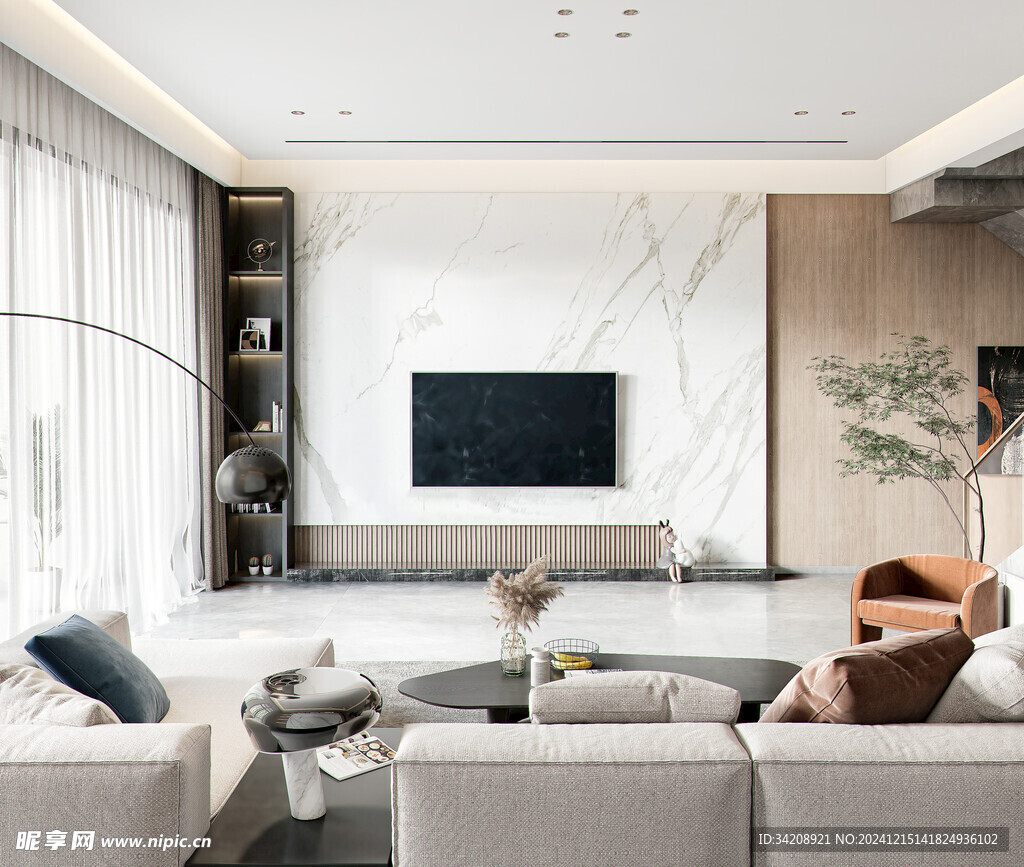 电视机满墙柜客厅装饰现代简约风