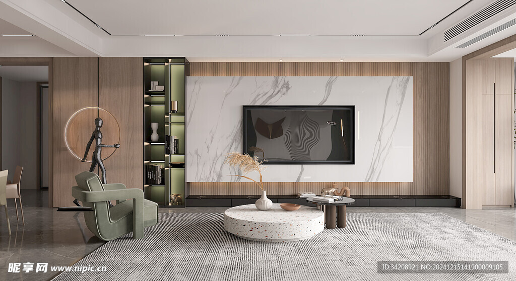 电视机满墙柜客厅装饰现代简约风