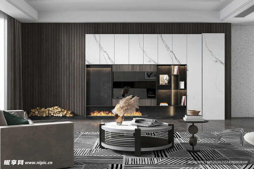 电视机满墙柜客厅装饰现代简约风