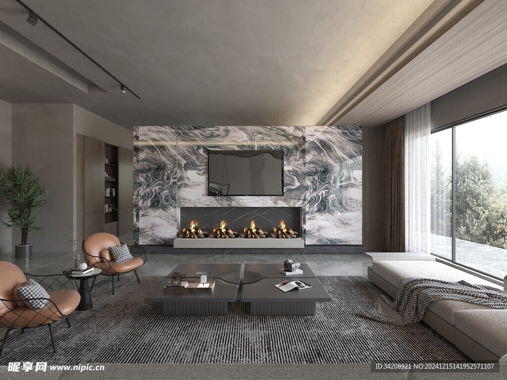 电视机满墙柜客厅装饰现代简约风