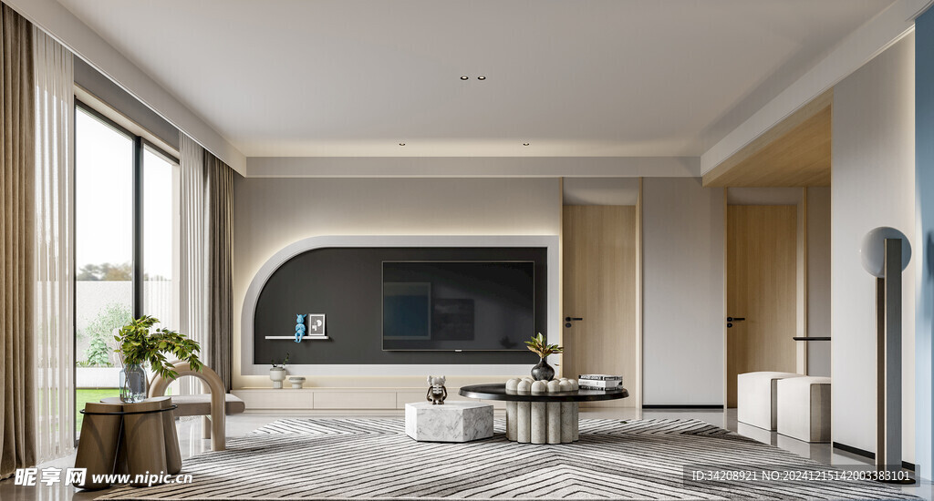 电视机满墙柜客厅装饰现代简约风