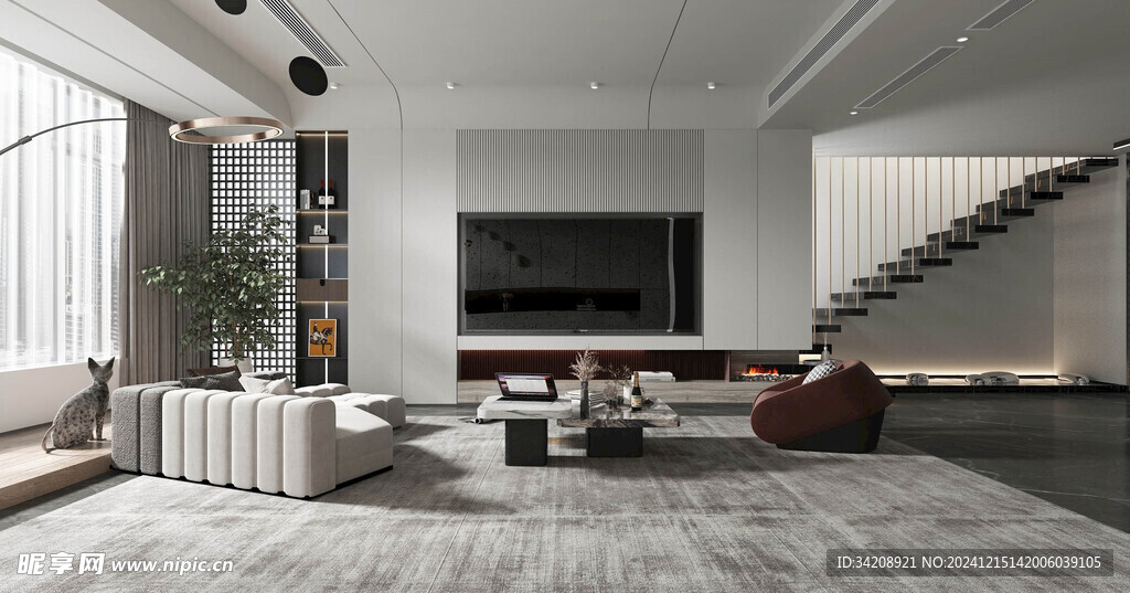 电视机满墙柜客厅装饰现代简约风