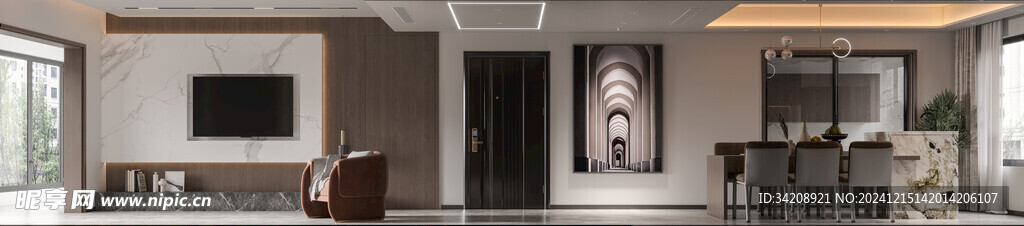 电视机满墙柜客厅装饰现代简约风