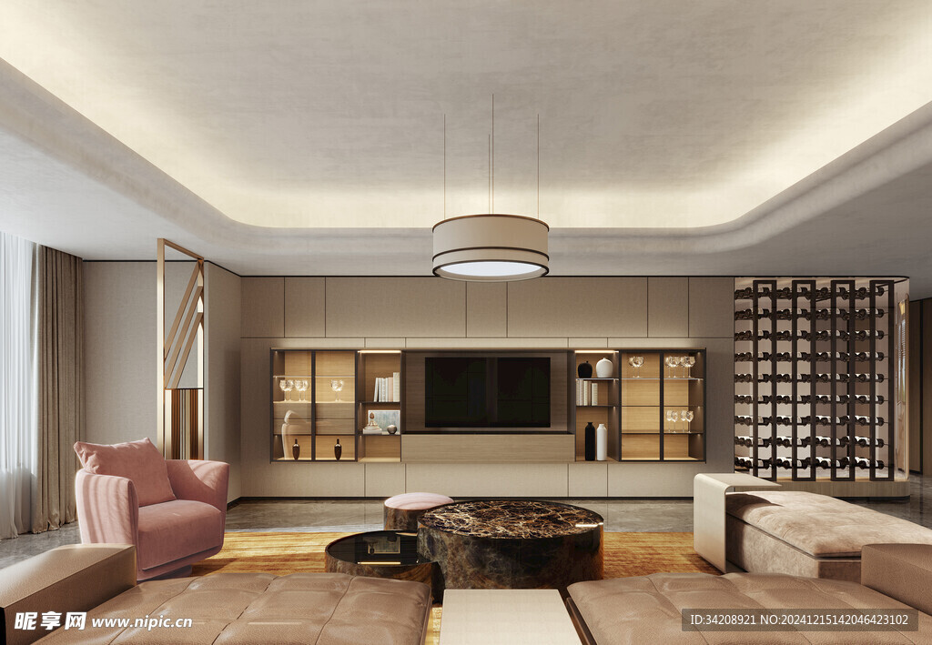 电视机满墙柜客厅装饰现代简约风