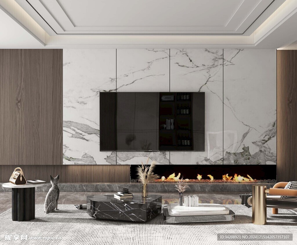 电视机满墙柜客厅装饰现代简约风