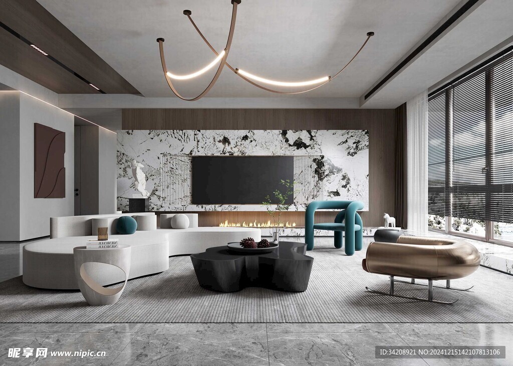 电视机满墙柜客厅装饰现代简约风