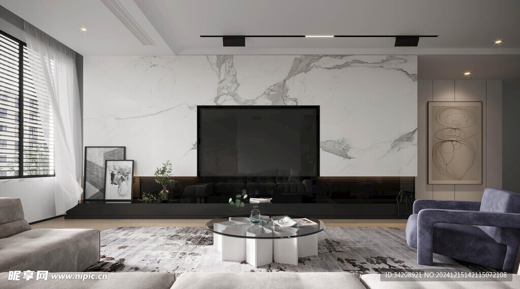 电视机满墙柜客厅装饰现代简约风