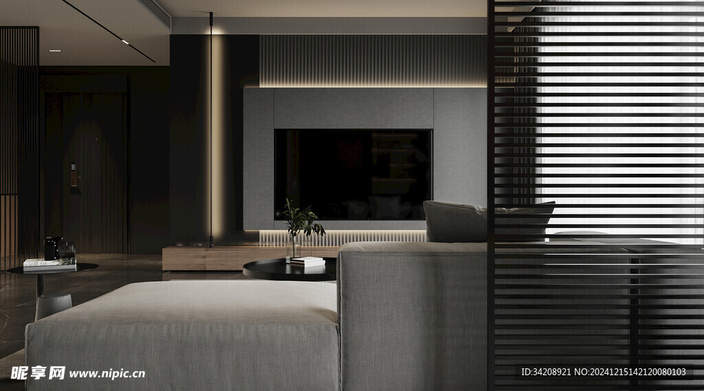 电视机满墙柜客厅装饰现代简约风