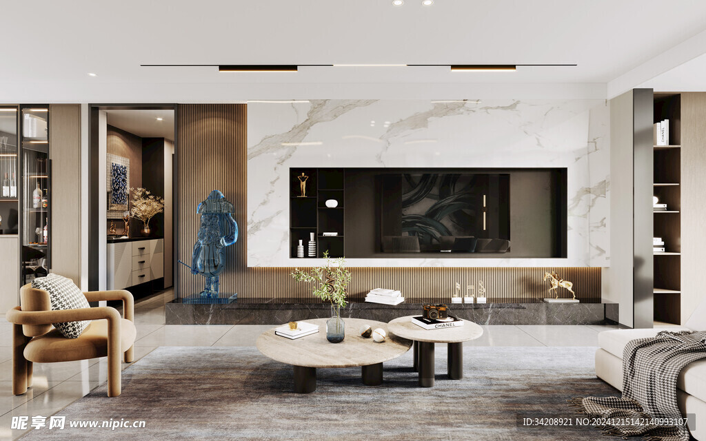 电视机满墙柜客厅装饰现代简约风