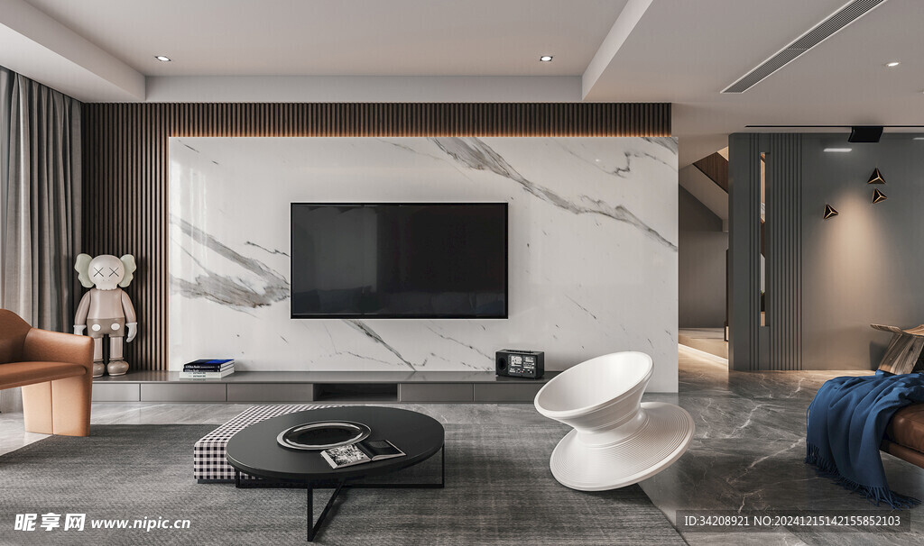 电视机满墙柜客厅装饰现代简约风