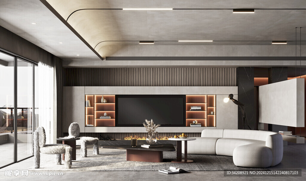 电视机满墙柜客厅装饰现代简约风