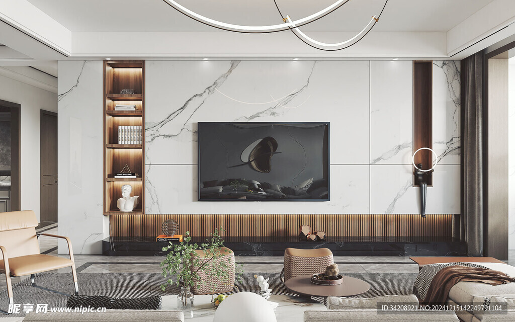 电视机满墙柜客厅装饰现代简约风