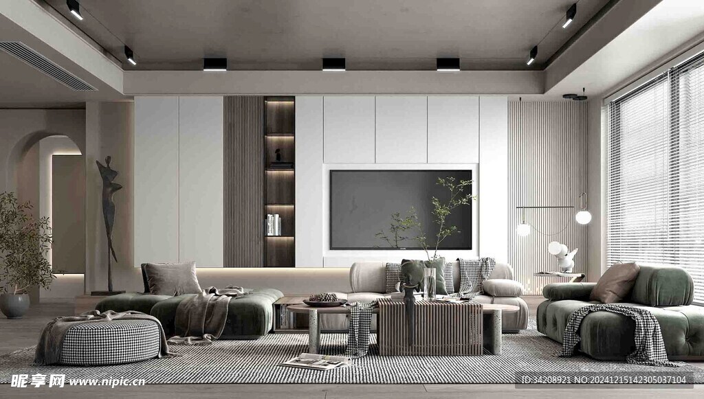 电视机满墙柜客厅装饰现代简约风