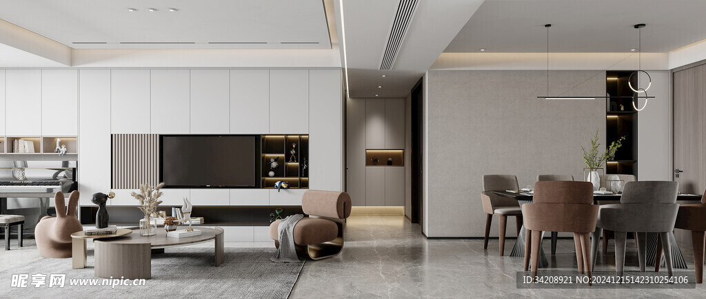 电视机满墙柜客厅装饰现代简约风