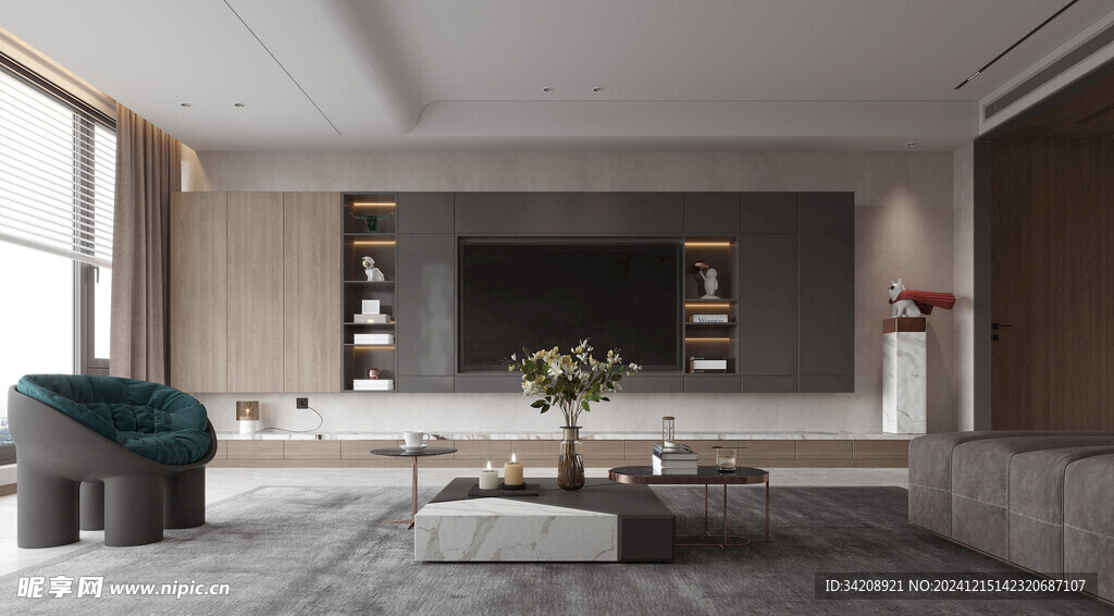 电视机满墙柜客厅装饰现代简约风