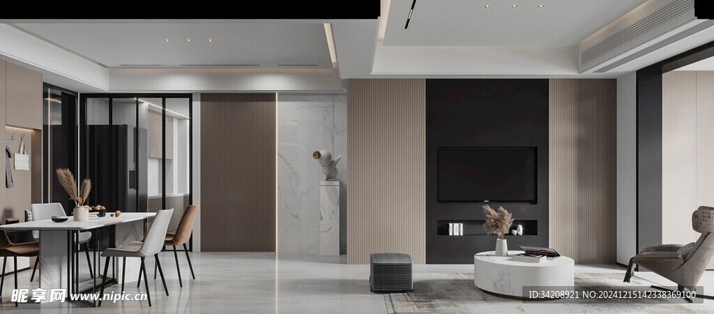 电视机满墙柜客厅装饰现代简约风