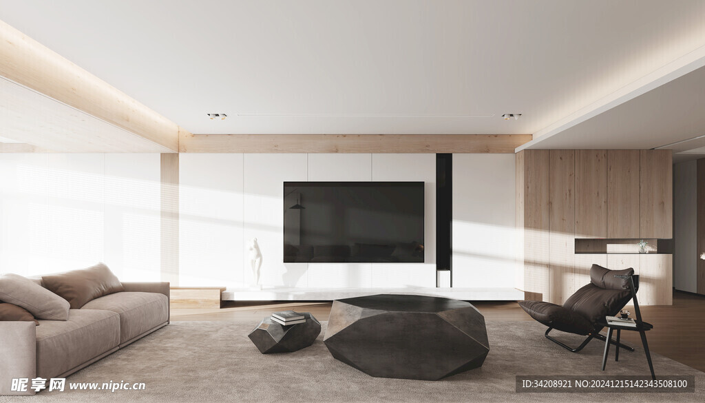 电视机满墙柜客厅装饰现代简约风