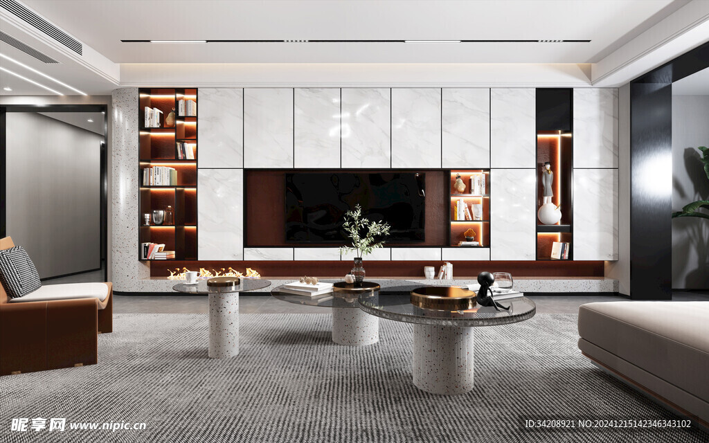 电视机满墙柜客厅装饰现代简约风