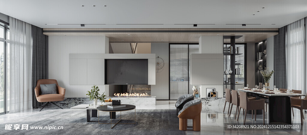 电视机满墙柜客厅装饰现代简约风