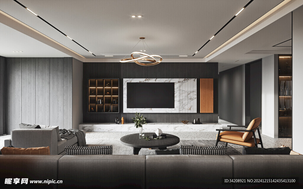 电视机满墙柜客厅装饰现代简约风