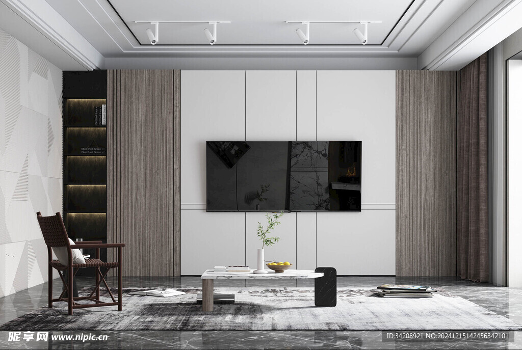 电视机满墙柜客厅装饰现代简约风