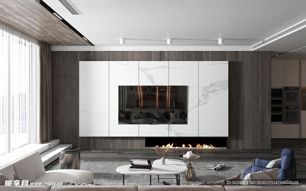 电视机满墙柜客厅装饰现代简约风