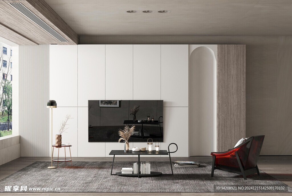 电视机满墙柜客厅装饰现代简约风