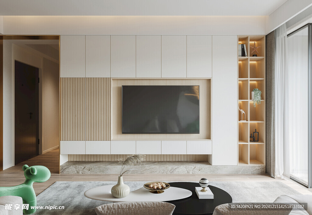 电视机满墙柜客厅装饰现代简约风
