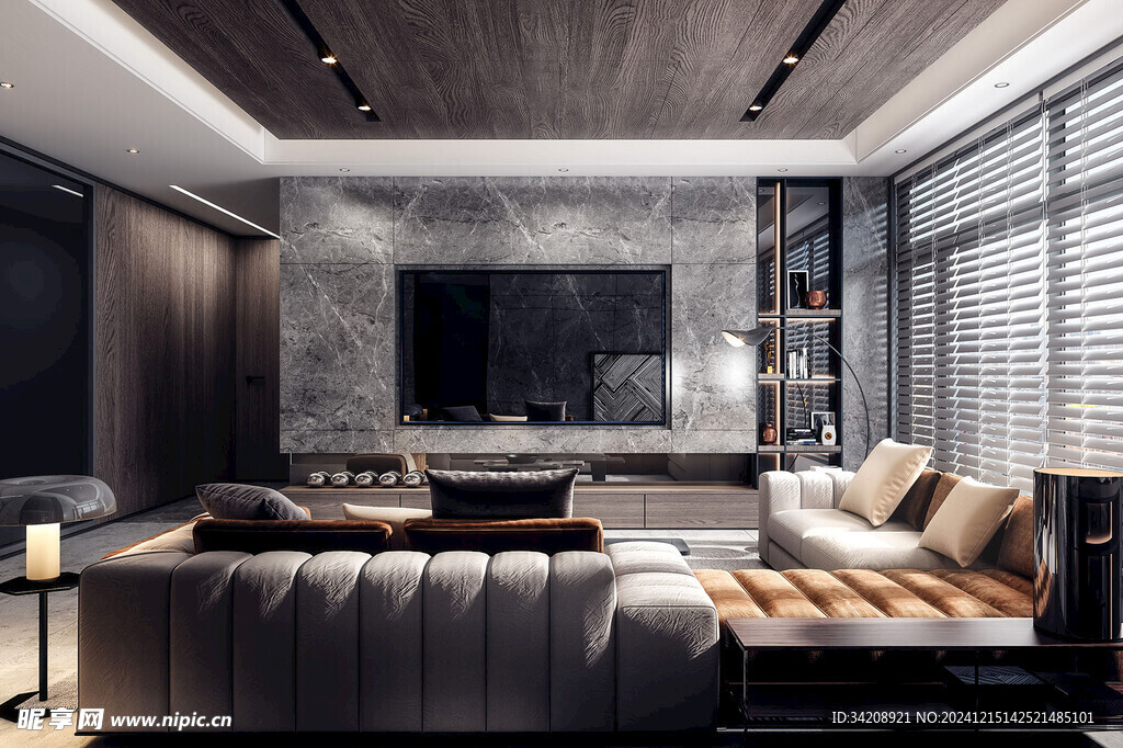 电视机满墙柜客厅装饰现代简约风